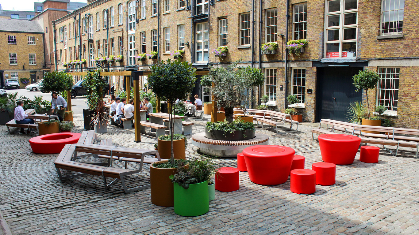 outdoor office space at leather market